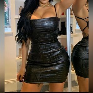 True Icon Faux Leather Mini Dress